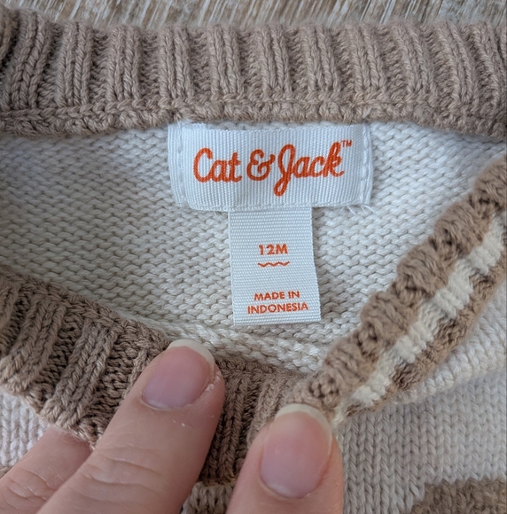 H&M + Cat & Jack Baby Teddy Bear Neutral Sweaters 100% Cotton Size 12 Months - Picture 10 of 12